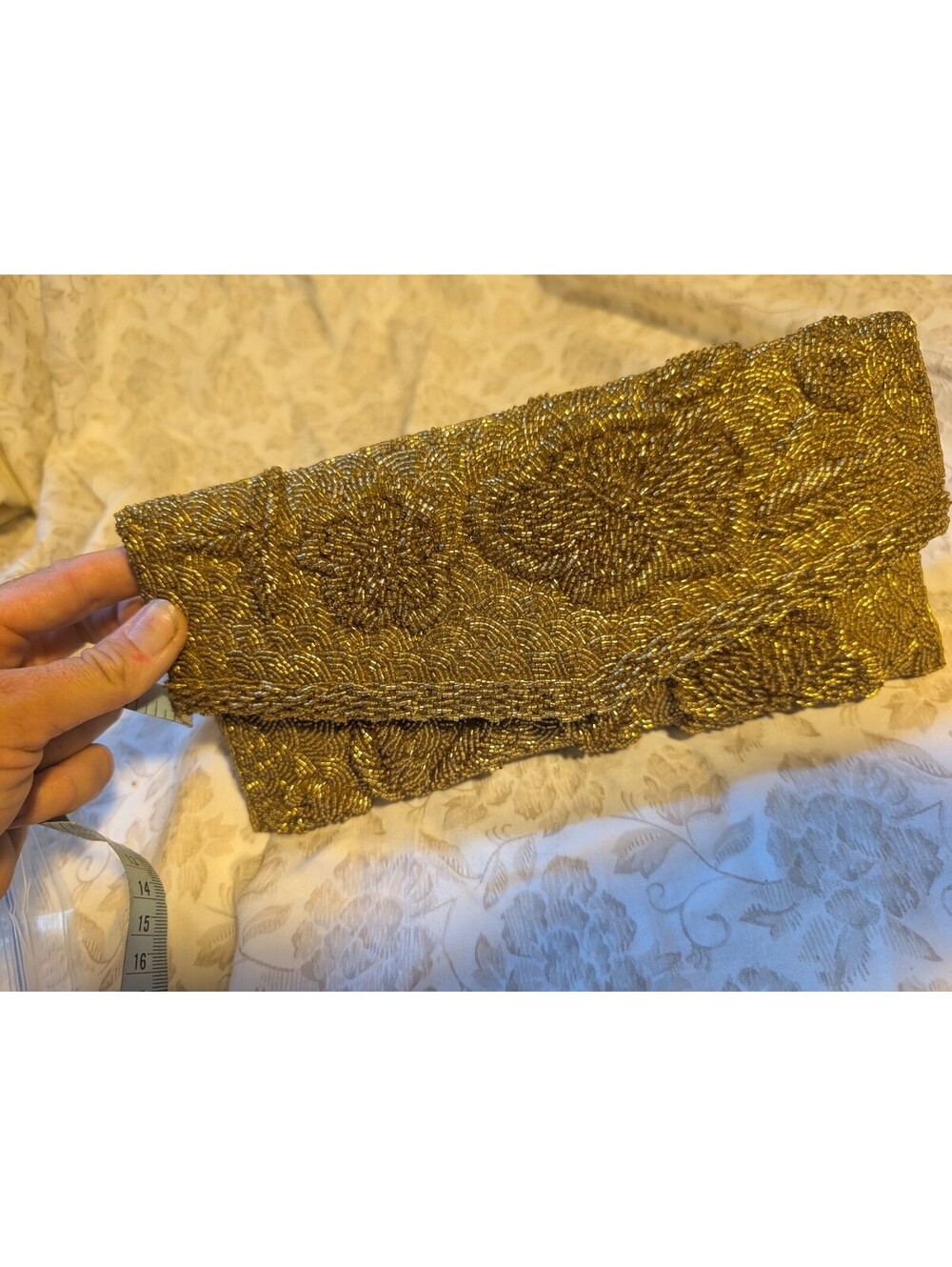 Vintage By-Doerre Beaded Gold Evening Clutch